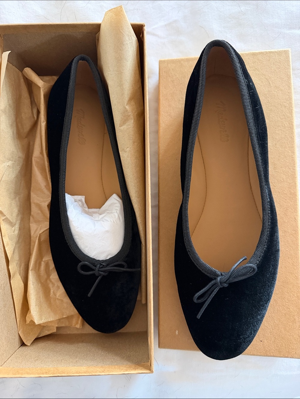 NWT Madewell Black Velvet Ballet Flats